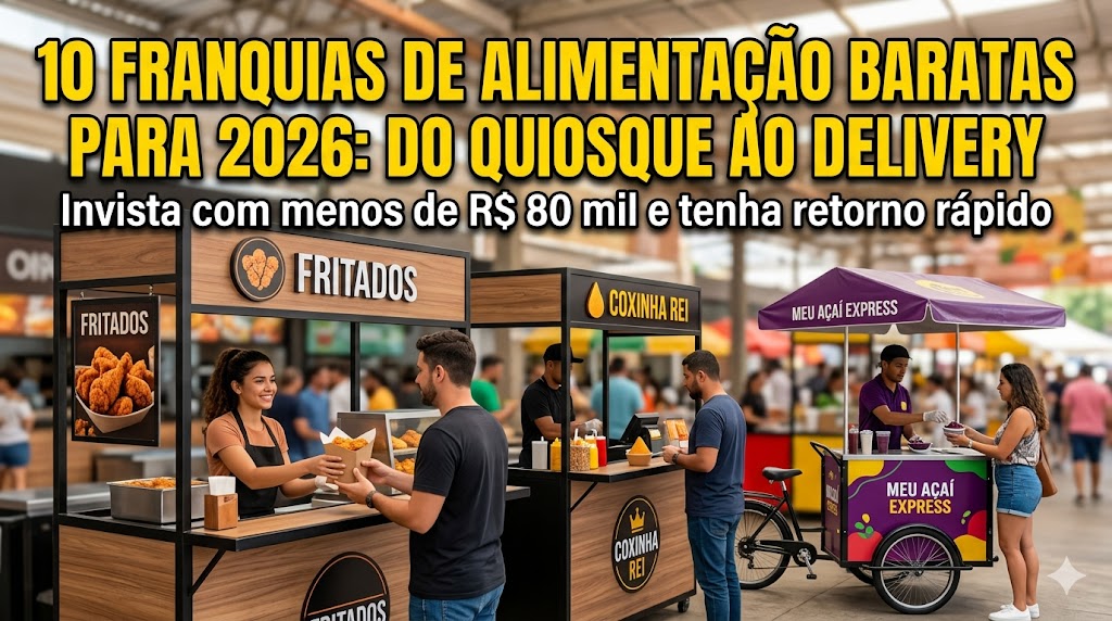 10 Franquias de Alimentação Baratas para 2026: Do Quiosque ao Delivery com Menos de R$ 80 mil